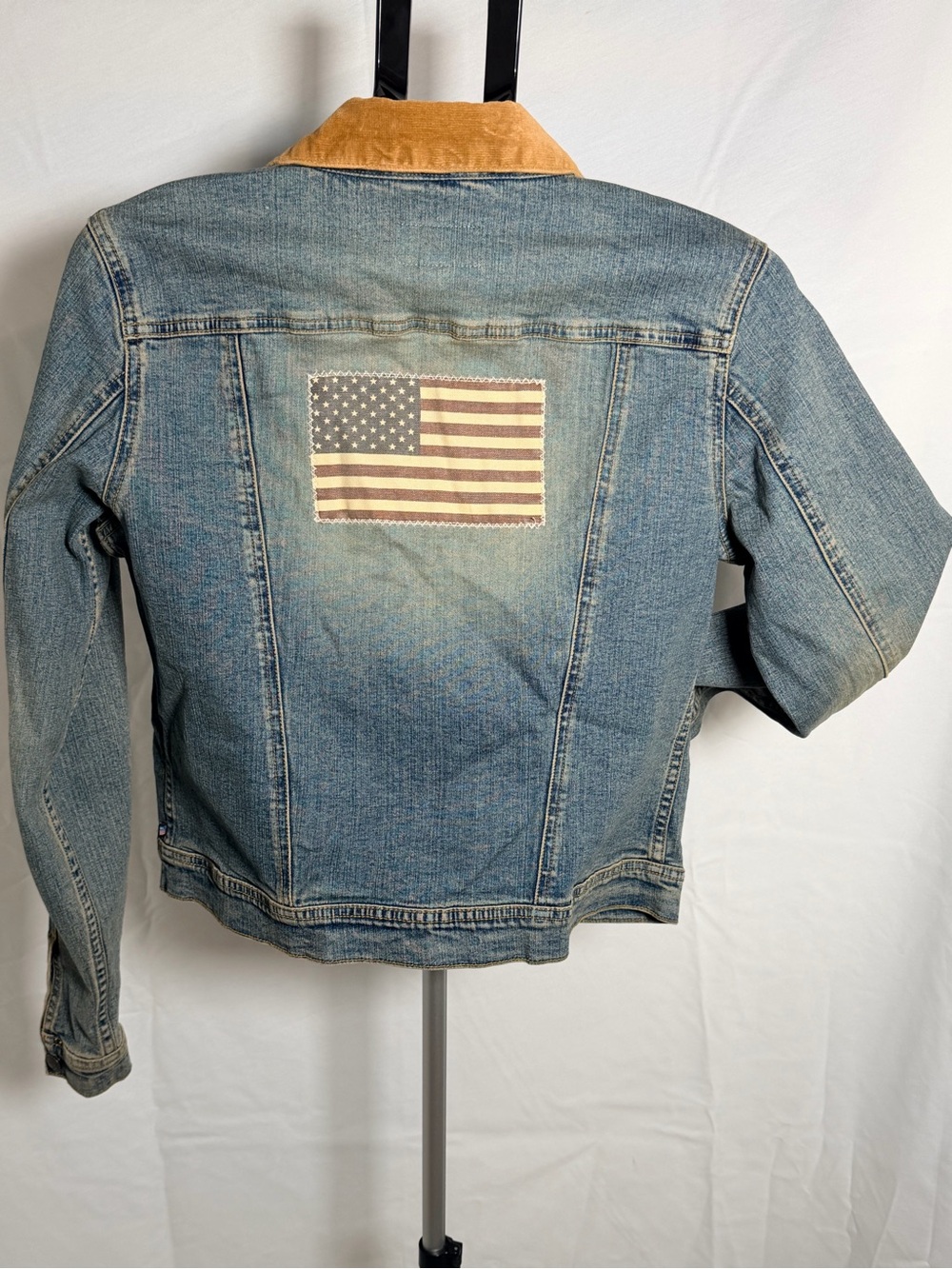 Vintage Polo Jeans Co Ralph Lauren Women’s XL Denim Jacket USA Flag - Picture 2 of 6